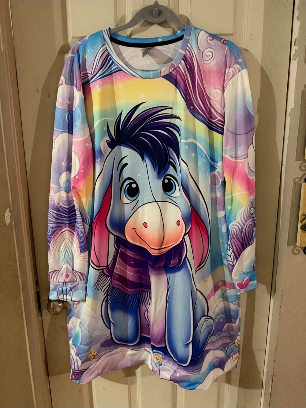 Woman’s Eeyore length rainbow, Long Sleeve knee Top